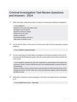 Criminal Investigation Test Review Questions and Answers - 2024