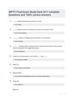 MPTC Final Exam Study Deck |417 complete Questions and 100% correct answers