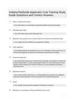 Indiana Pesticide Applicator Core Training Study Guide Questions and Correct Answers