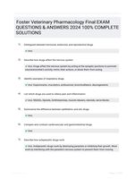 Foster Veterinary Pharmacology Final EXAM QUESTIONS &  ANSWERS 2024 100% COMPLETE  SOLUTIONS