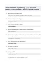 NUR 355 Exam 2 (MedSurg 1) All Possible Questions and Answers with complete solution