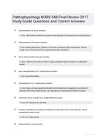 Pathophysiology NURS 548 Final Review 2017 Study Guide Questions and Correct Answers