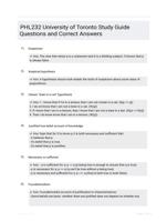 PHL232 University of Toronto Study Guide Questions and Correct Answers