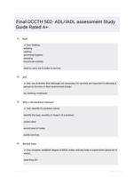 Final OCCTH 502- ADL/IADL assessment  Study Guide Rated A+