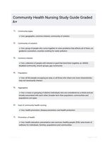 Community Health Nursing Study Guide Graded A+