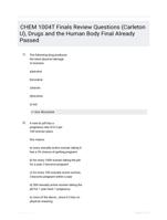 CHEM 1004T Finals Review Questions (Carleton U), Drugs and the Human Body Final Already Passed