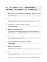 BIO 169 - Reproductive QUESTIONS AND ANSWERS 100% VERIFIED A+ GUARANTEED