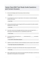 Santa Clara EMS Test Study Guide Questions and Correct Answers