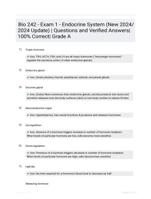 Bio 242 - Exam 1 - Endocrine System (New 2024/ 2024 Update) | Questions  and Verified Answers| 100% Correct| Grade A