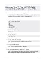 Corepower Yoga TT Final QUESTIONS AND ANSWERS 100% VERIFIED A+ GUARANTEED