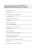 Great Gatsby Questions 83 CORRECTLY ANSWERED QUESTIONS LATEST UPDATE