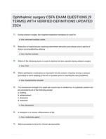 Ophthalmic surgery CSFA EXAM QUESTIONS (9 TERMS) WITH VERIFIED DEFINITIONS UPDATED 2024