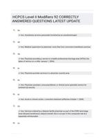 HCPCS Level II Modifiers 92 CORRECTLY ANSWERED QUESTIONS LATEST UPDATE