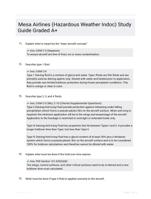 Mesa Airlines (Hazardous Weather Indoc) Study Guide Graded A+