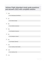 Airlines Flight Attendant study guide questions and answers 2023 with complete solution