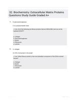 32. Biochemistry: Extracellular Matrix Proteins Questions Study Guide Graded A+