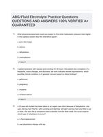 ABG/Fluid Electrolyte Practice Questions QUESTIONS AND ANSWERS 100% VERIFIED A+ GUARANTEED