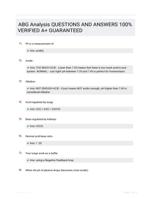 ABG Analysis QUESTIONS AND ANSWERS 100% VERIFIED A+ GUARANTEED