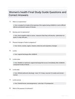 Women’s health Final  Study Guide Questions and Correct Answers