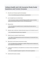 Indiana Health and Life Insurance  Study Guide Questions and Correct Answers