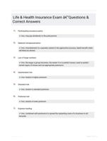 Life & Health Insurance Exam -Questions & Correct Answers