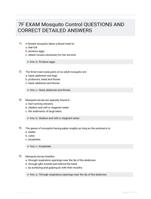 7F EXAM Mosquito Control QUESTIONS AND CORRECT  DETAILED ANSWERS