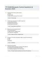 7F EXAM Mosquito Control Questions & Answers 2024