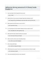 defensive driving sessions 8-10 Study Guide Graded A+