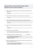 Waste Water D license Study Study Guide Questions and Correct Answers