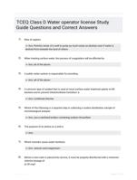 TCEQ Class D Water operator license Study Guide Questions and Correct Answers