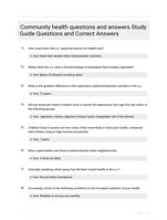 Community health questions and answers Study Guide Questions and Correct Answers