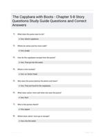 The Capybara with Boots - Chapter 5-8 Story Questions Study Guide Questions and Correct Answers