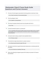 Wastewater Class B Texas Study Guide Questions and Correct Answers