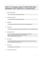 BIOD 121 Portage module 3 QUESTIONS AND ANSWERS 100% VERIFIED A+ GUARANTEED