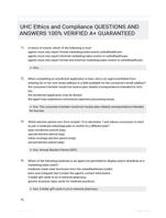 UHC Ethics and Compliance QUESTIONS AND ANSWERS 100% VERIFIED A+ GUARANTEED