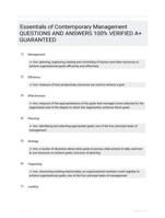 Essentials of Contemporary Management QUESTIONS AND ANSWERS 100% VERIFIED A+ GUARANTEED