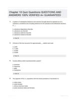 Chapter 10 Quiz Questions QUESTIONS AND ANSWERS 100% VERIFIED A+ GUARANTEED