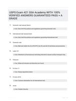 USPS Exam 421 SSA Academy WITH 100% VERIFIED ANSWERS GUARANTEED PASS + A GRADE