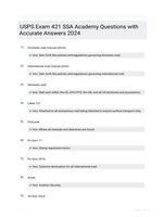 USPS Exam 421 SSA Academy Questions with Accurate  Answers 2024