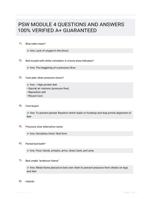 PSW MODULE 4 QUESTIONS AND ANSWERS 100% VERIFIED A+ GUARANTEED