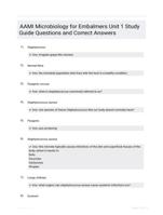 AAMI Microbiology for Embalmers Unit 1 Study Guide Questions and Correct Answers