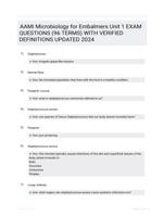 AAMI Microbiology for Embalmers Unit 1 EXAM QUESTIONS (96 TERMS) WITH VERIFIED DEFINITIONS UPDATED 2024