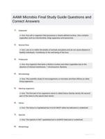 AAMI Microbio Final Study Guide Questions and Correct Answers