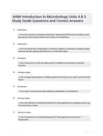 AAMI Introduction to Microbiology Units 4 & 5 Study Guide Questions and Correct Answers