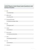 GCSE Physics Units Study Guide Questions and Correct Answers