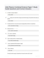 AQA Physics Combined Science Paper 1 Study Guide Questions and Correct Answers