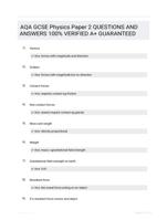 AQA GCSE Physics Paper 2 QUESTIONS AND ANSWERS 100% VERIFIED A+ GUARANTEED