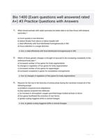 Bio 1400 (Exam questions well answered rated A+) #3 Practice Questions with Answers