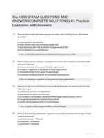 Bio 1400 (EXAM QUESTIONS AND  ANSWERSCOMPLETE SOLUTIONS) #3 Practice Questions with Answers