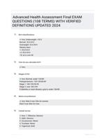 Advanced Health Assessment Final EXAM QUESTIONS (108 TERMS) WITH VERIFIED DEFINITIONS UPDATED 2024